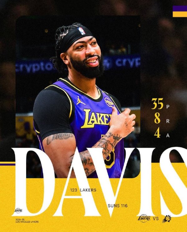 乐鱼体育官网 浓眉35分詹姆斯21+8 湖人22分大逆转战胜太阳