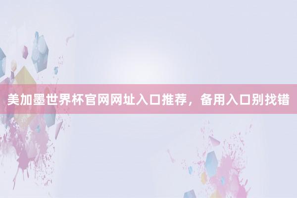 美加墨世界杯官网网址入口推荐，备用入口别找错